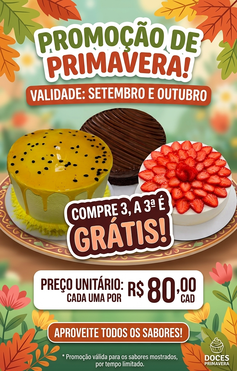 Promoção de Tortas 3 por 2